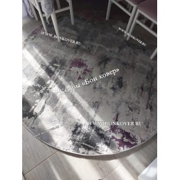 Круглый Турецкий Ковер Сиреневый с Серым Дизайн 30409