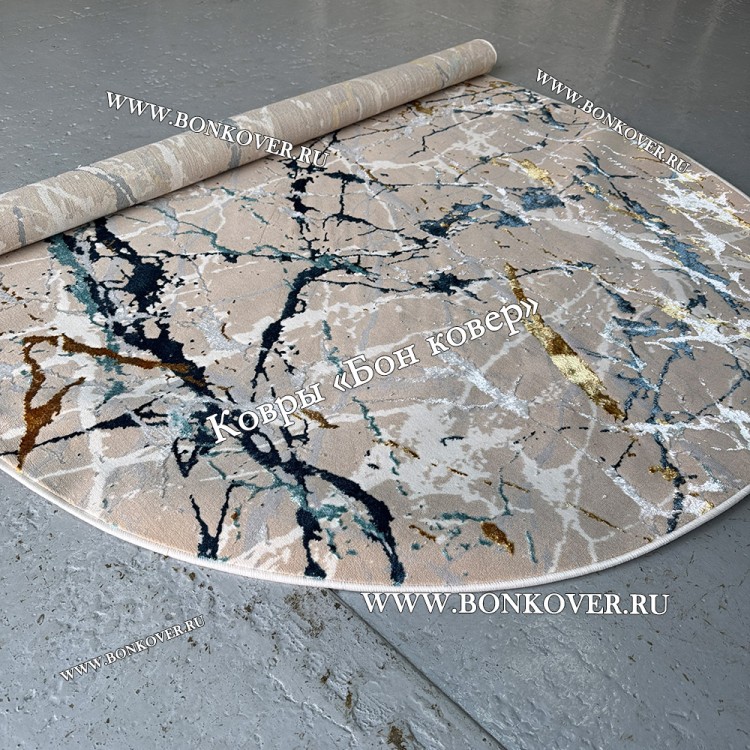 Турецкий овальный ковер синий дизайн 05