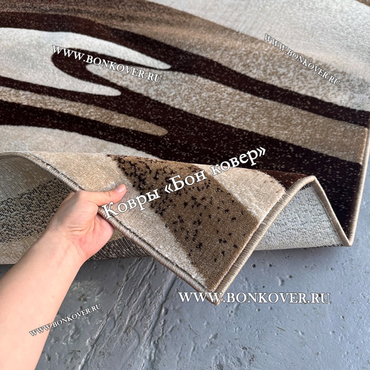 Ковер Карпет New 4 Дизайн 63 Коричневый с Бежевым