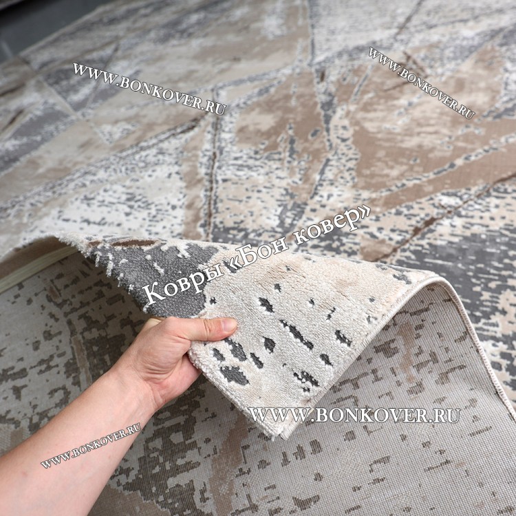 Турецкий Ковер Для Гостиной Дизайн 48 Серый с Коричневым